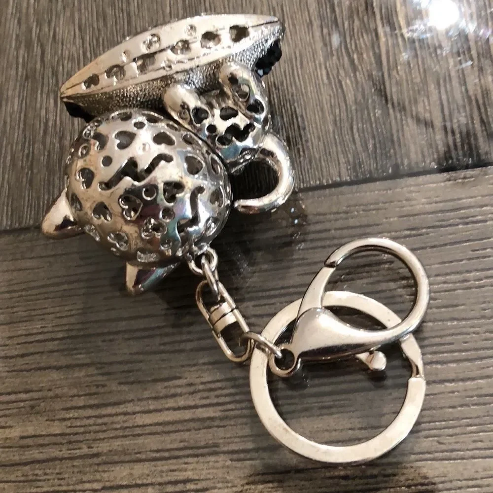 TINKSKY Rhinestone Kitty Cat Key Chain / Bag Charm